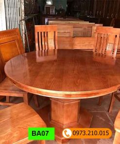Bộ bàn ăn tròn 6 ghế gỗ xoan đào BA07