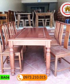 bộ bàn ăn 6 ghế phong cách cổ điển gỗ sồi Nga BA04