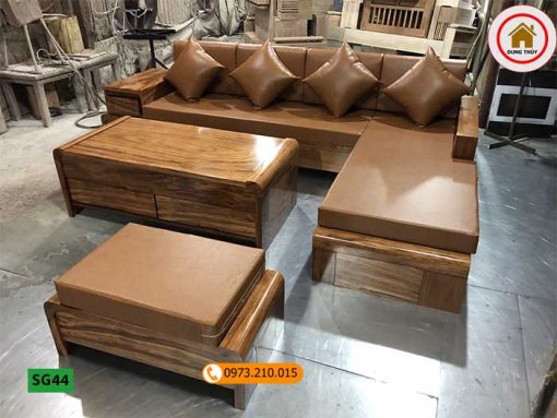 Bộ ghế sofa chân cuốn gỗ hương xám cao cấp SG44