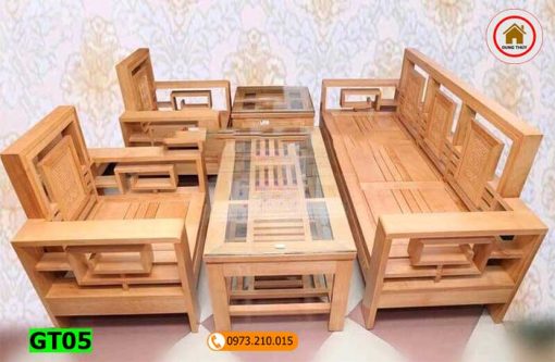 Bộ ghế tựa kép gỗ sồi Nga GT05
