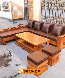 ghế sofa gỗ tự nhiên phòng khách cao cấp gõ đỏ SG30