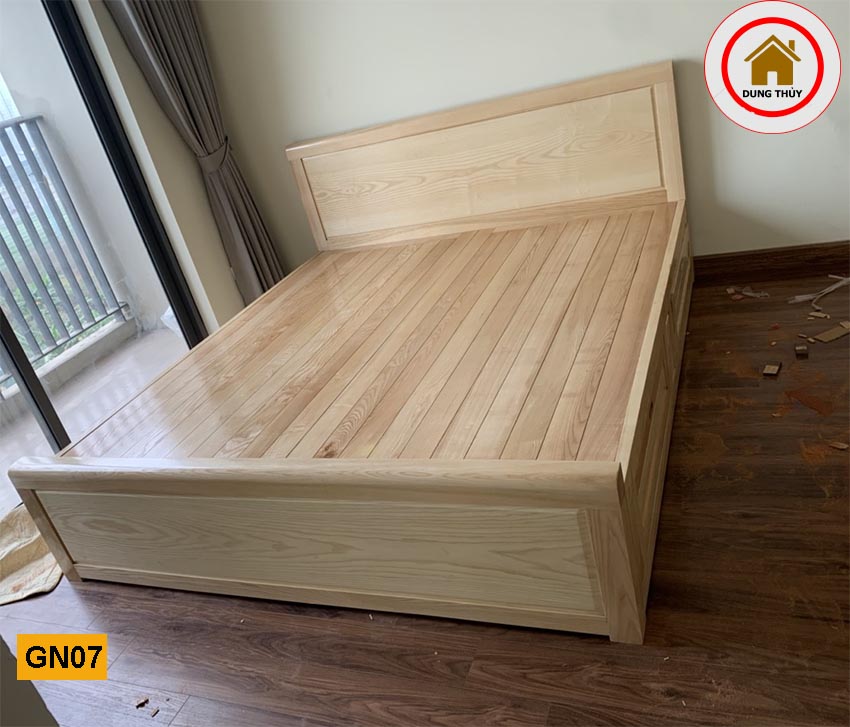Giường ngủ 2 ngăn kéo gỗ sồi Nga GN07