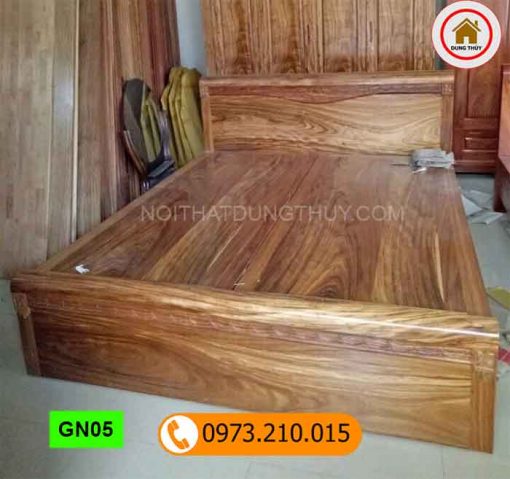 Giường ngủ 2 ngăn kéo gỗ hương xám cao cấp GN05