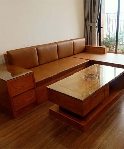 Bộ bàn ghế sofa hộp 2 ngăn kéo gỗ sồi Nga SG10
