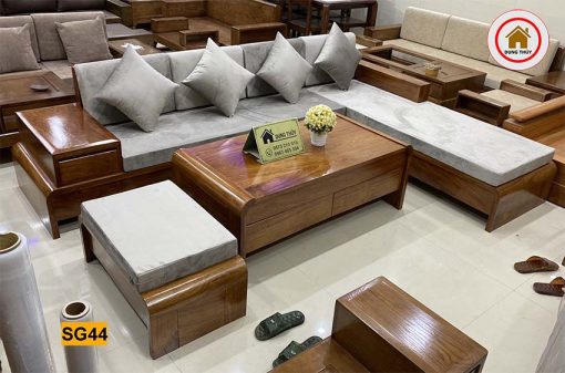 sofa chân cuốn gỗ hương xám SG44 đẹp