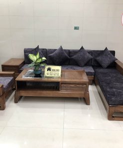 sofa góc chữ L chân quỳ gỗ hương xám SG11