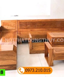 Bộ ghế sofa hộp ngăn kéo ô tô gỗ hương xám đá SG38