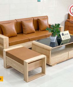 Bộ ghế sofa 1 văng 1 bàn nhỏ gọn gỗ sồi Nga SG52